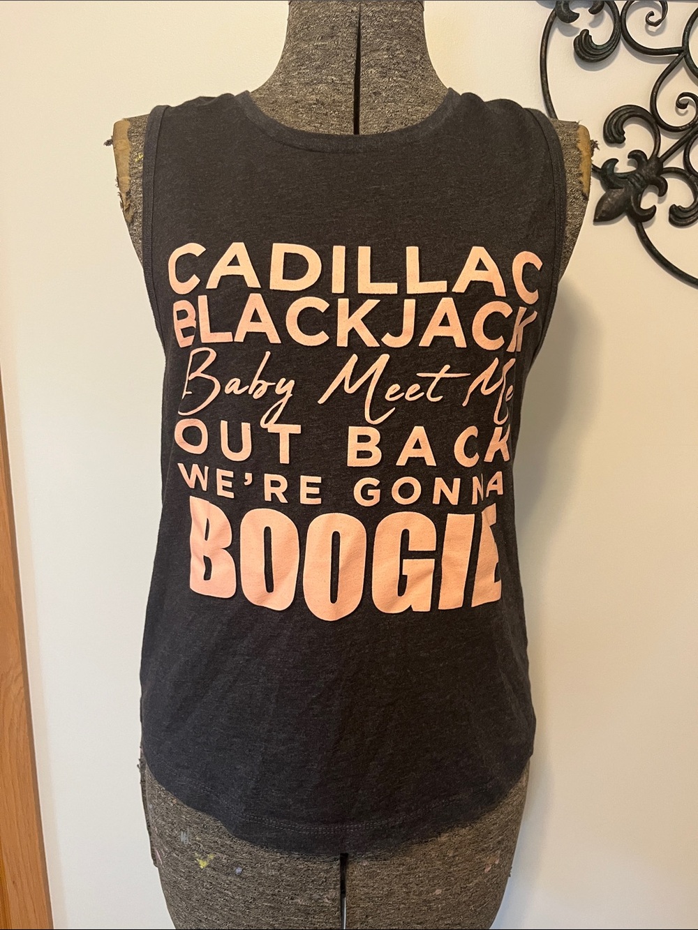 Brooks & Dunn Boot Scootin Boogie tank, Charcoal Tank with Peach Graphic Text, M